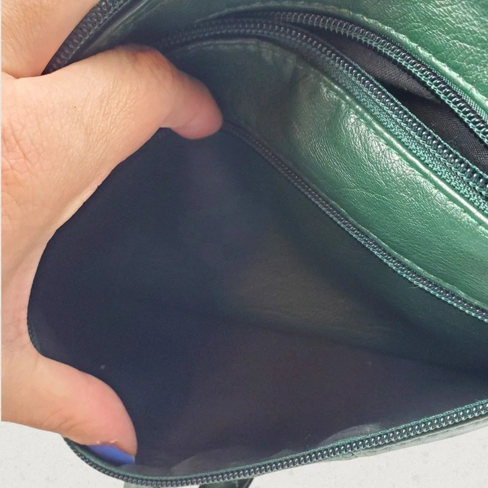 Volganik Rock Forest Green Faux Leather Multi Pocket Crossbody Shoulder Bag